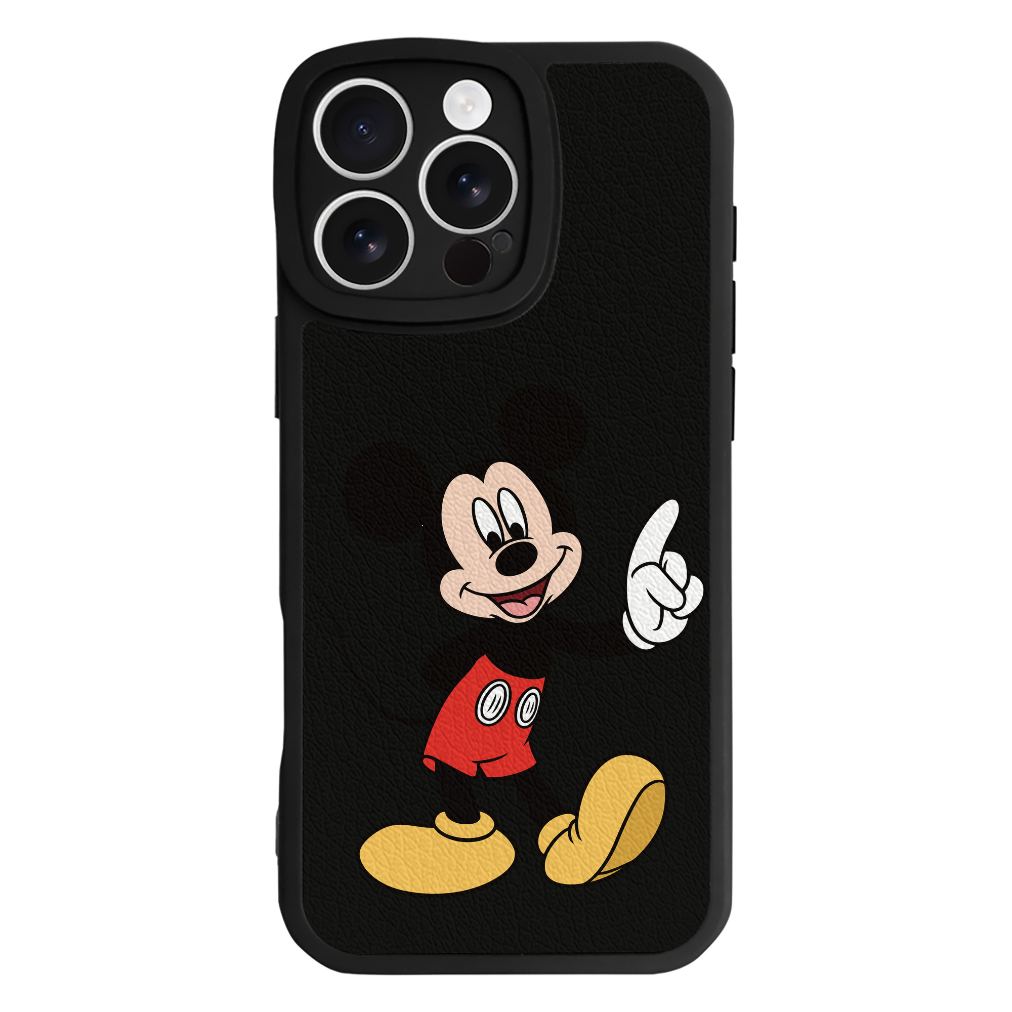 （画像用） ミッキーマウス Mickey Mouse 【iPhone 16シリーズ対応】シリコンスマホケース（レザー調） 材質：シリコン